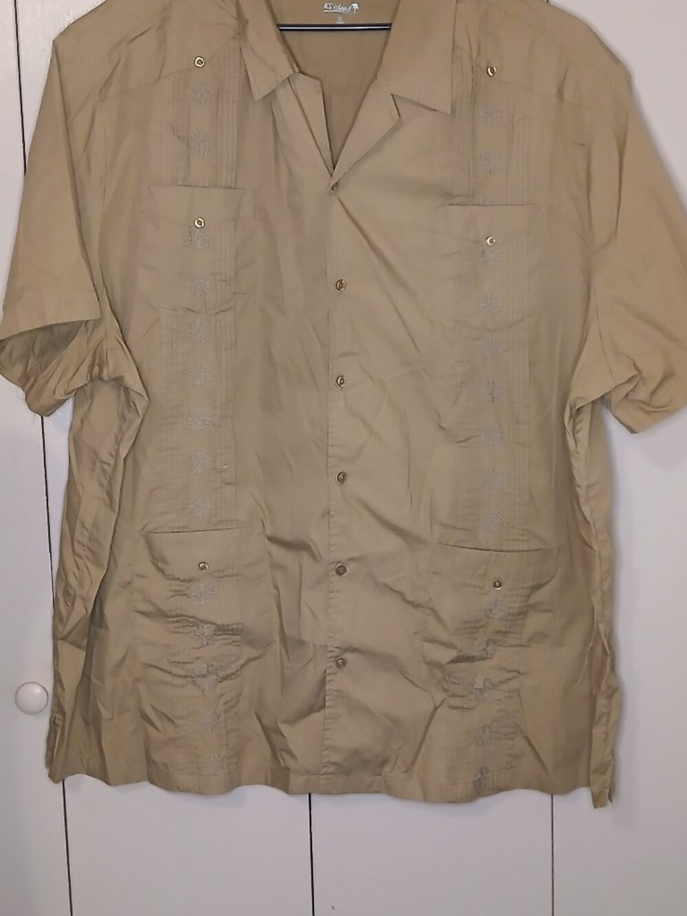 KS Island Men's Beige 6XL Big Tall Short Sleeve Shirt (0904G3)